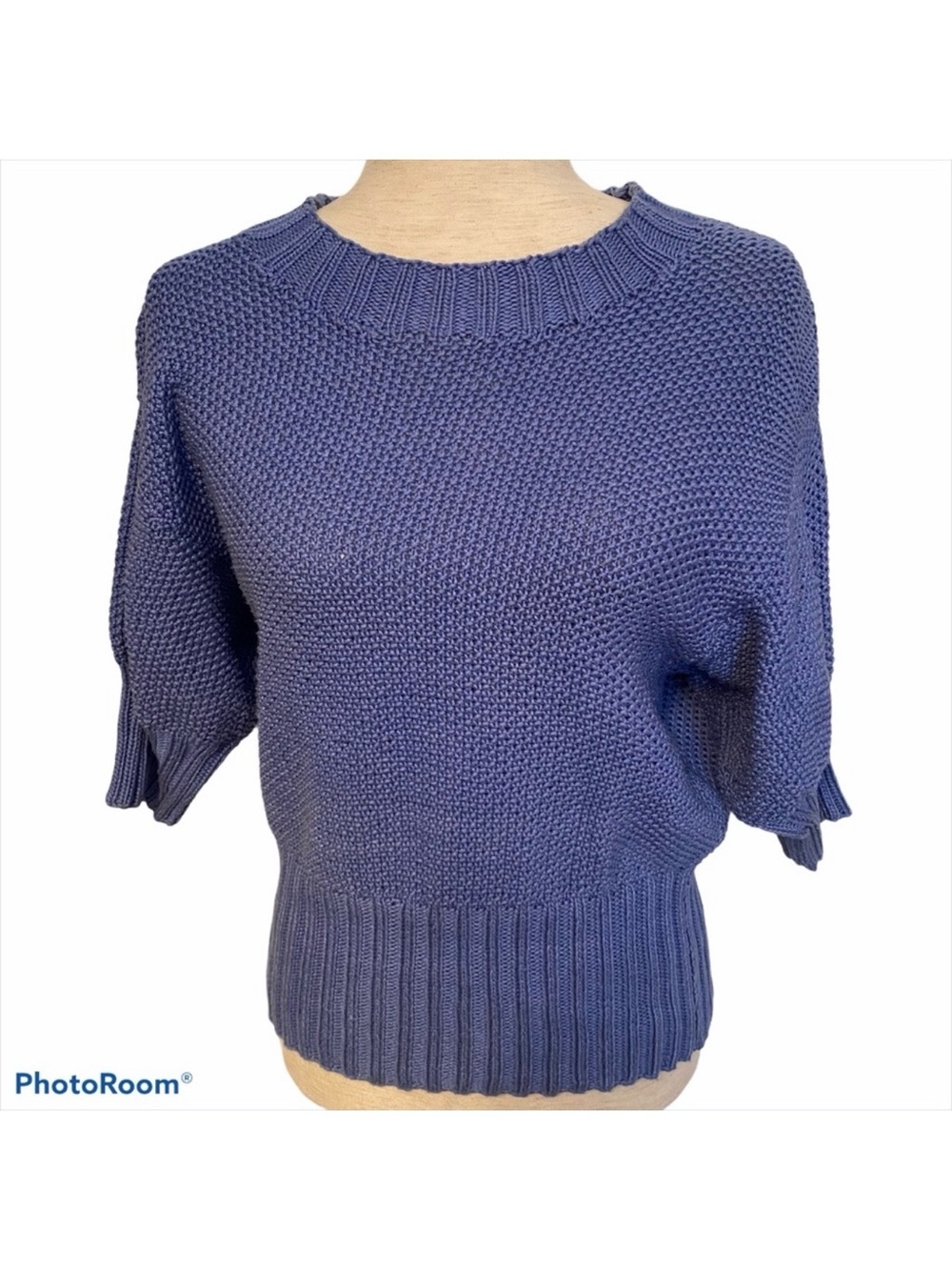 HAND KNIT SWEATER CREW NECK CORNFLOWER BLUE SMALL Fit